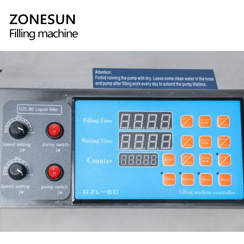 ZONESUN Zahnradpumpe, Flaschen-Wasserfüller, halbautomatische Flüssigfläschchen-Abfüllmaschine für Saft, Getränke, Getränke, Öl, Parfüm, 2,6 l/min