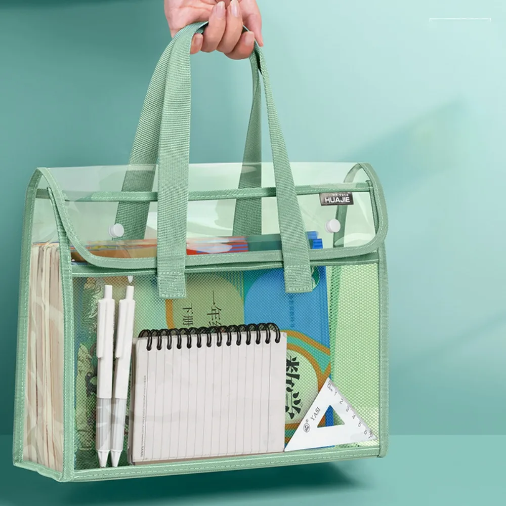 Immagine 5: Borsa Portadocumenti Trasparente in PVC Multifunzionale, Borsa Portadocumenti Trasparente Portatile di Grande Capacità per Archiviazione Dati