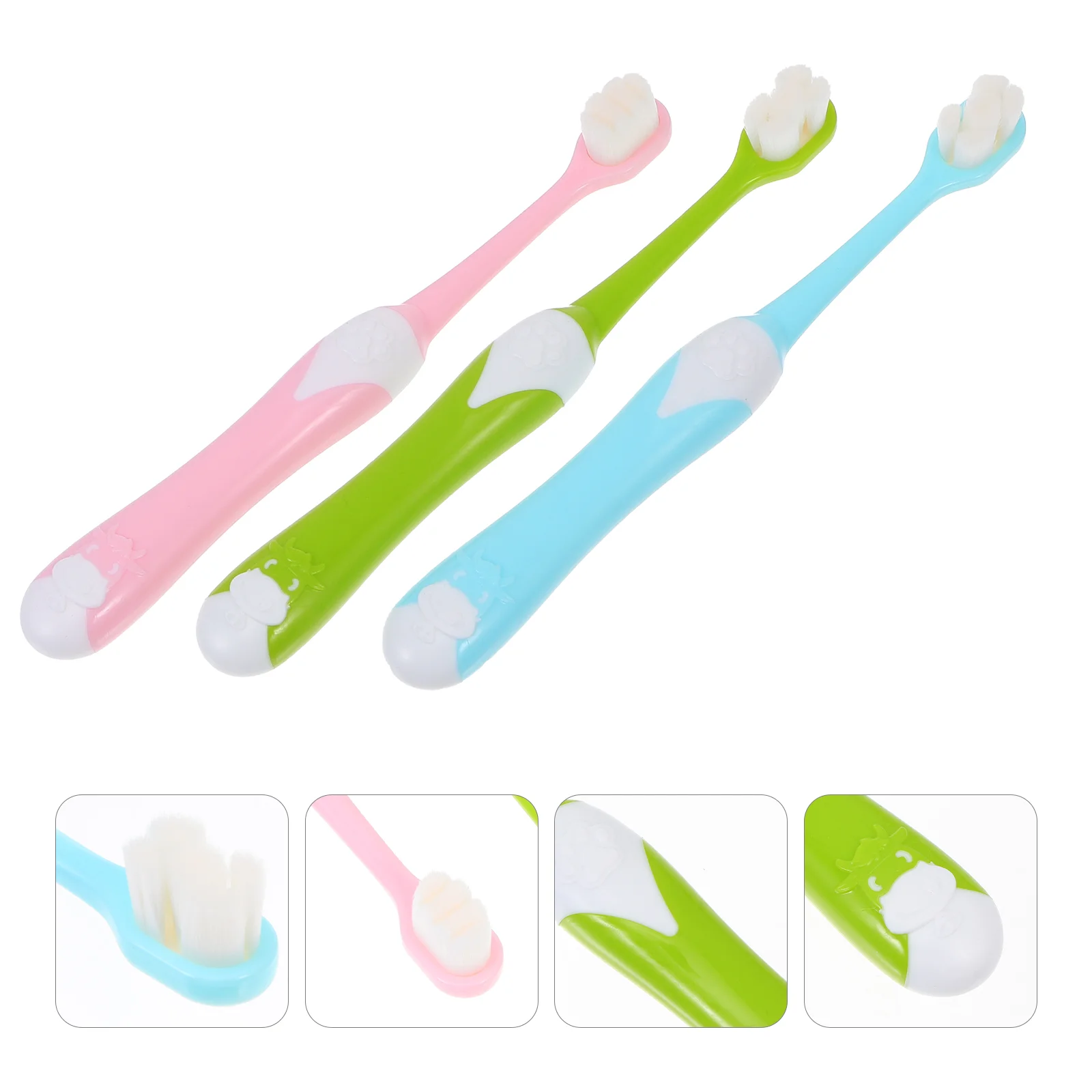 3 Pcs Soft Fur Toothbrush Children's Bristle Baby Toothbrushes for Travel Extra Bristles