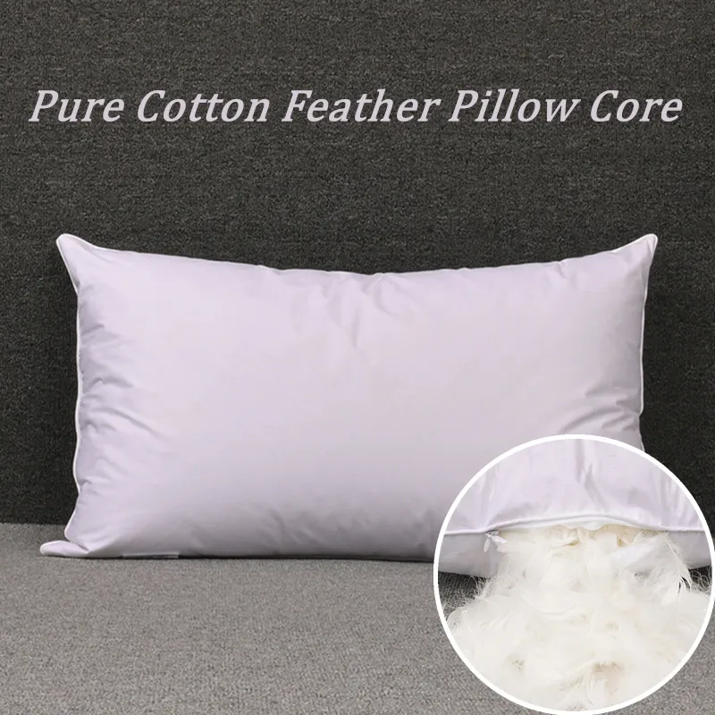 

1pc Pure Cotton Feather Filled Pillow Core Solid Color Pillow 48x74cm Cushion Rectangle Pillow High Quality Gift Pillows 목베개