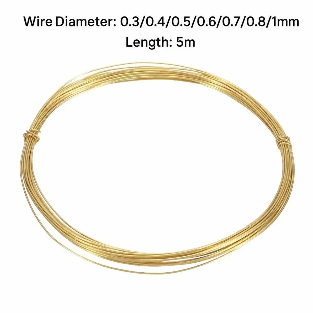 New Brass Brass Wire 5M/Roll 0.3-1mm Brass Round Wire Bendable Jewelry Wire