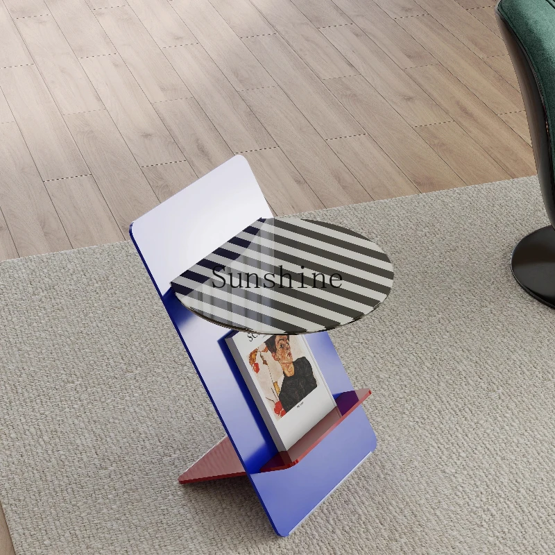 

Light luxury creative metal edge table, living room sofa, advanced simple small coffee table