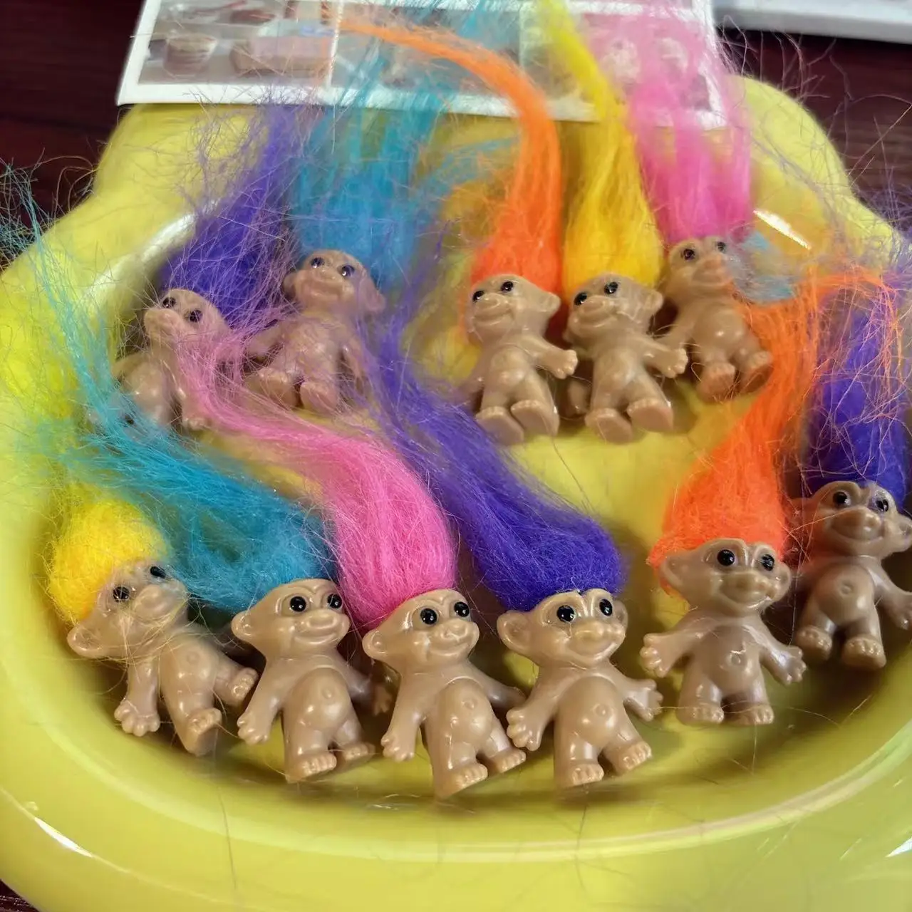 

5/10 Uds Mini Trolls muñecos Anime figura de acción pelo colorido colección de modelos de miembros de la familia juguetes para n