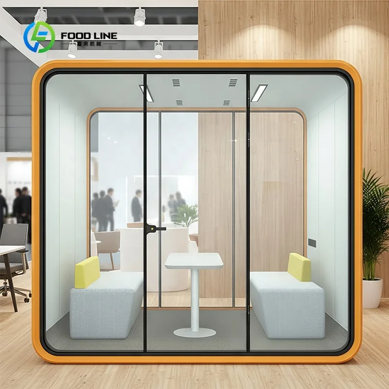 Customized Privacy Movable Large Meeting Room Indoor Modular Acoustic Booth Soundproof Office Phone Booth for 4 Person