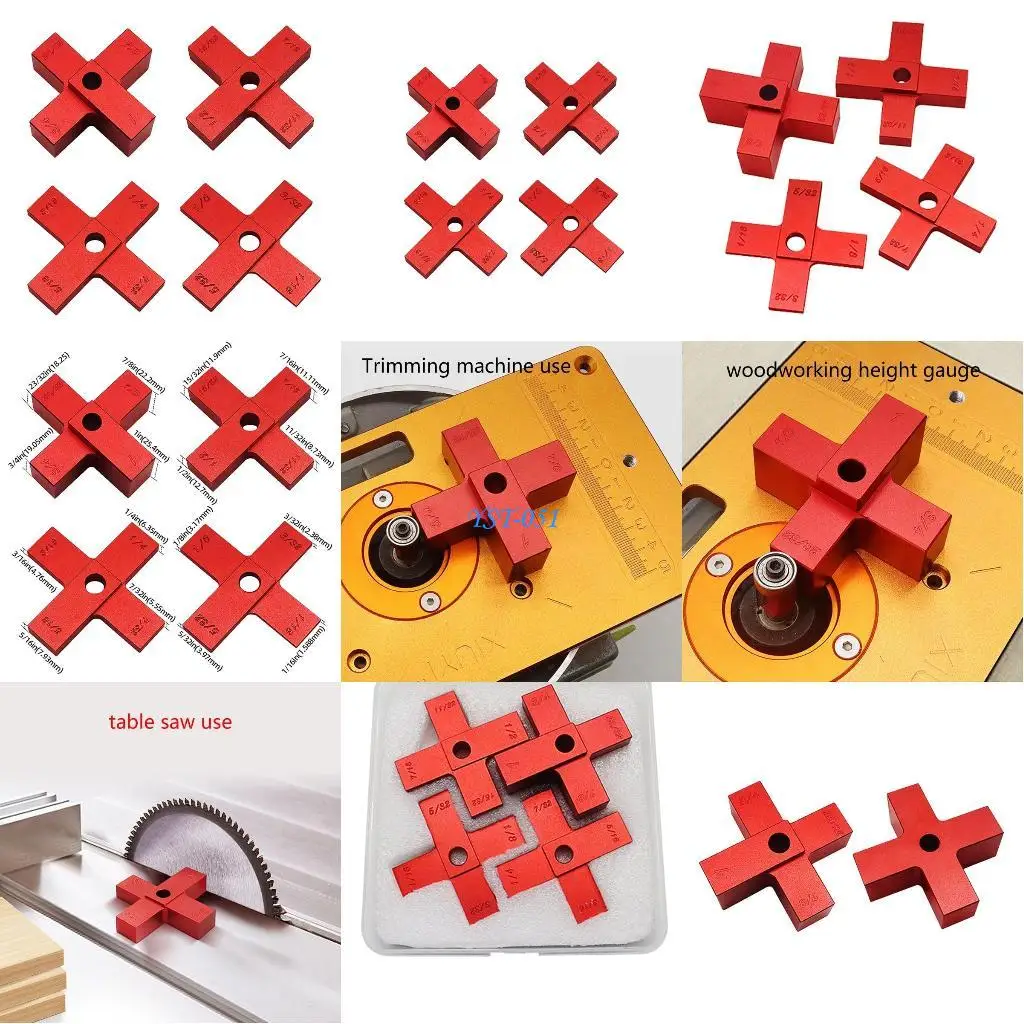 

E15A 4 Pcs/set Cross-shaped Height Gauge Measuirng Block for DIY Engraving Machine