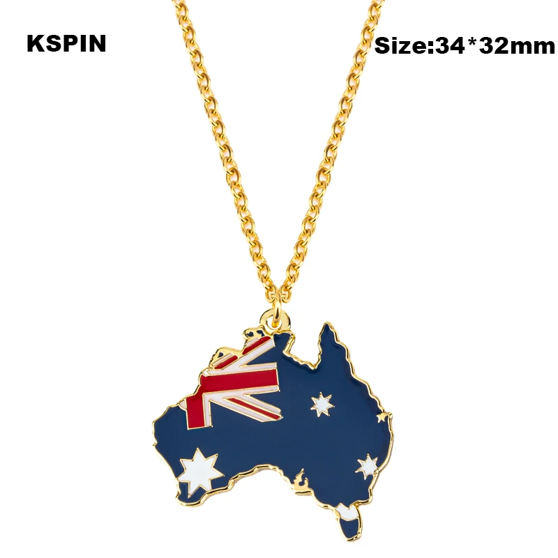 Australia Flag Map Necklaces Fashion Europen Golden Pendant Necklace Jewelry