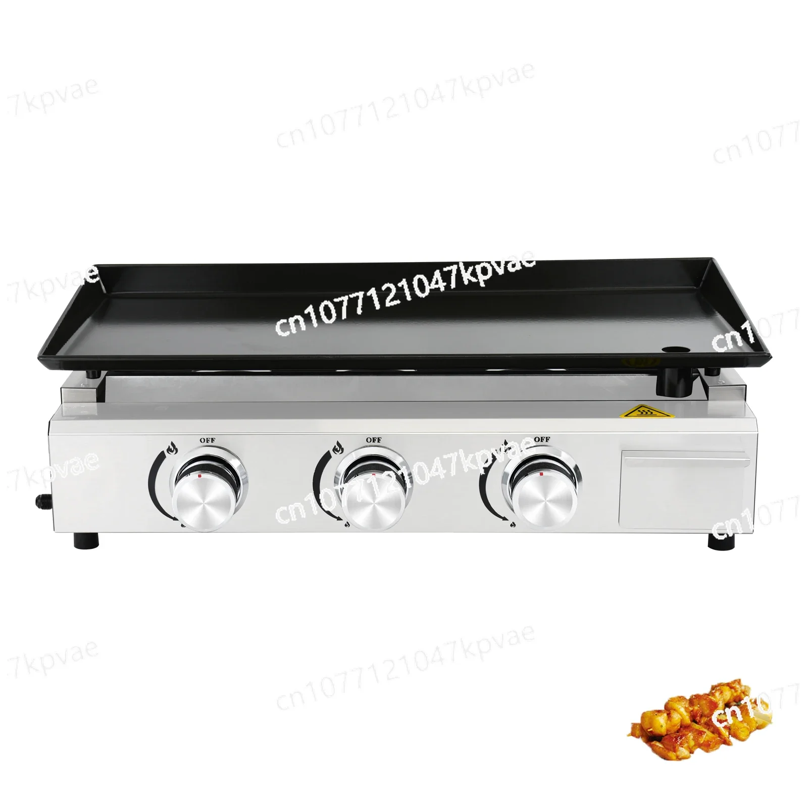 Restaurant Gas Griddle 3 Burners Natural Gas BBQ Grill Charbroiler Stainless Steel Gas Propane