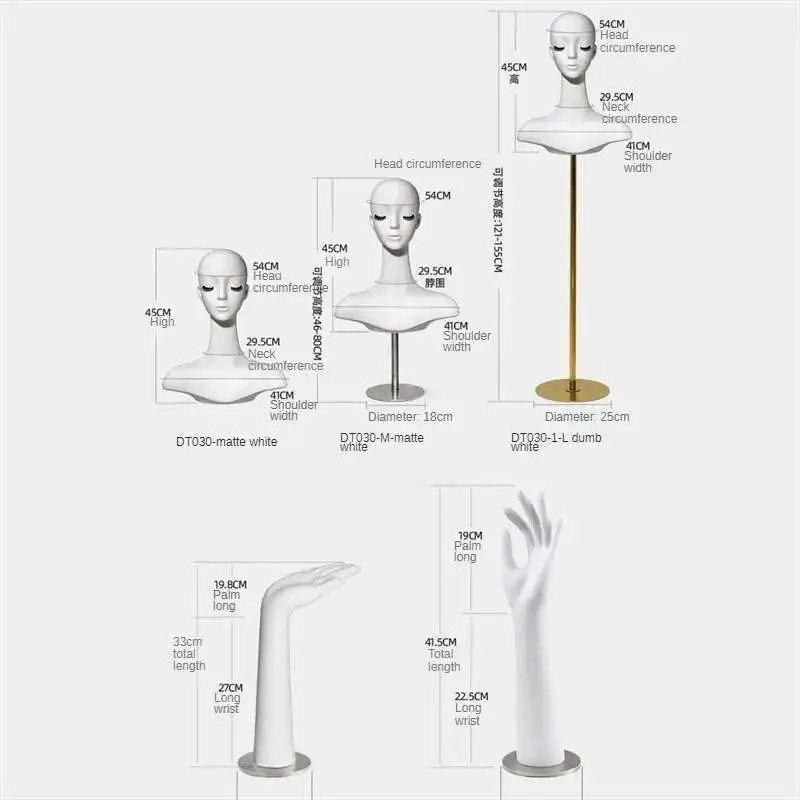Light Luxury Mannequins Head with Facial Features Hat Scarf Display Stand Hand Model Art Ornaments Props Female White Head Model