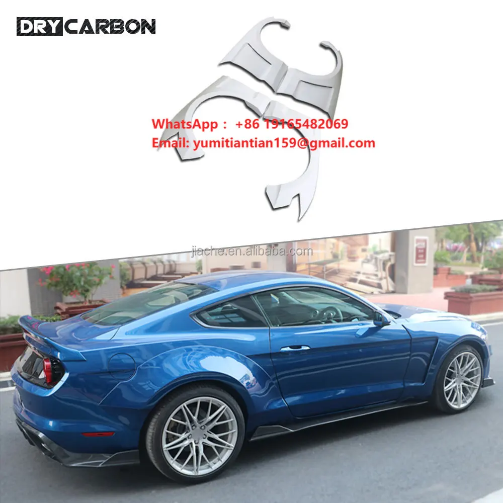 Fiber Glass Unpainted Front Rear Wide Body Kits Fender Wheel Cover for Ford Mustang Coupe Convertible 2 Door 2018 up Car Styling