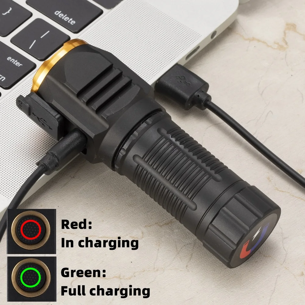 Mini LED Flashlight 8000LM Super Bright Keychain Light USB Rechargeable Torch Camping Lantern Pen Clip And Tail Magnet X74