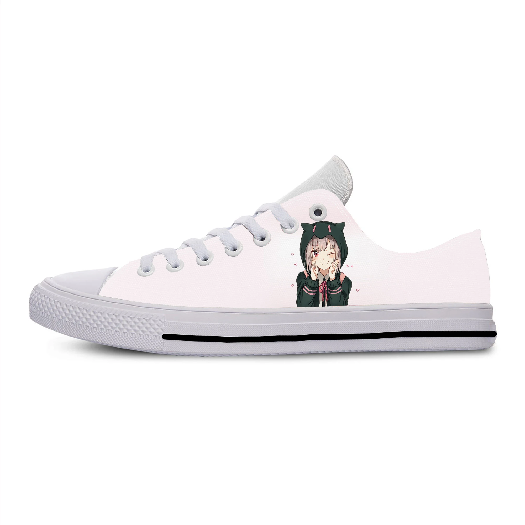 Japanese Anime Cartoon Nanami Chiaki Danganronpa Casual Cloth Shoes Low Top Breathable Lightweight 3D Print Men Women Sneakers