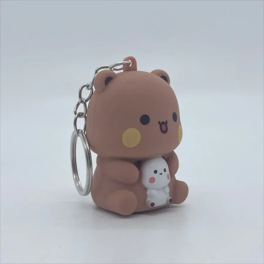Bubu و Dudu سلاسل المفاتيح سيارة زخرفة Yier الباندا الدب قل أنا أحبك صوت لعبة متوهجة شخصيات كرتونية حقيبة الديكور زوجين هدية #6