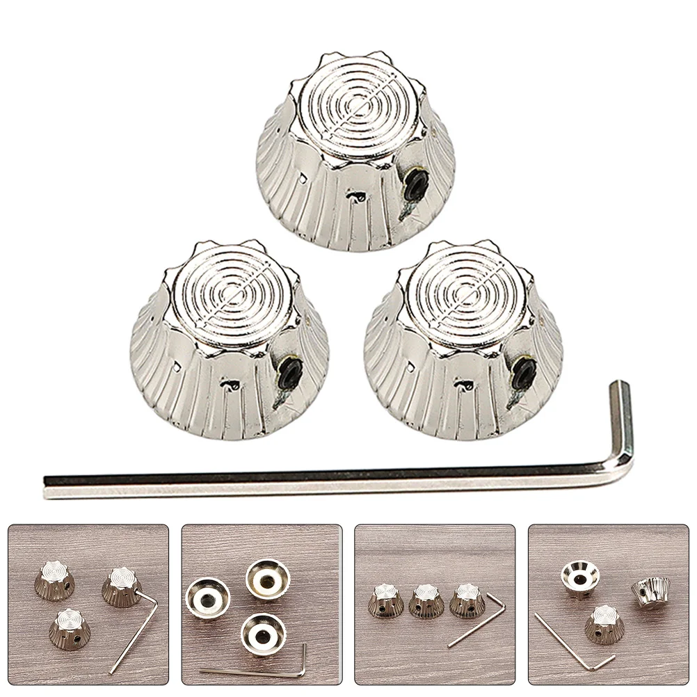 

4Pcs Metal Guitar Knobs Versatile Compatibility Stylish Sunflower Design for Electric Guitars Silver Guitar Knob
