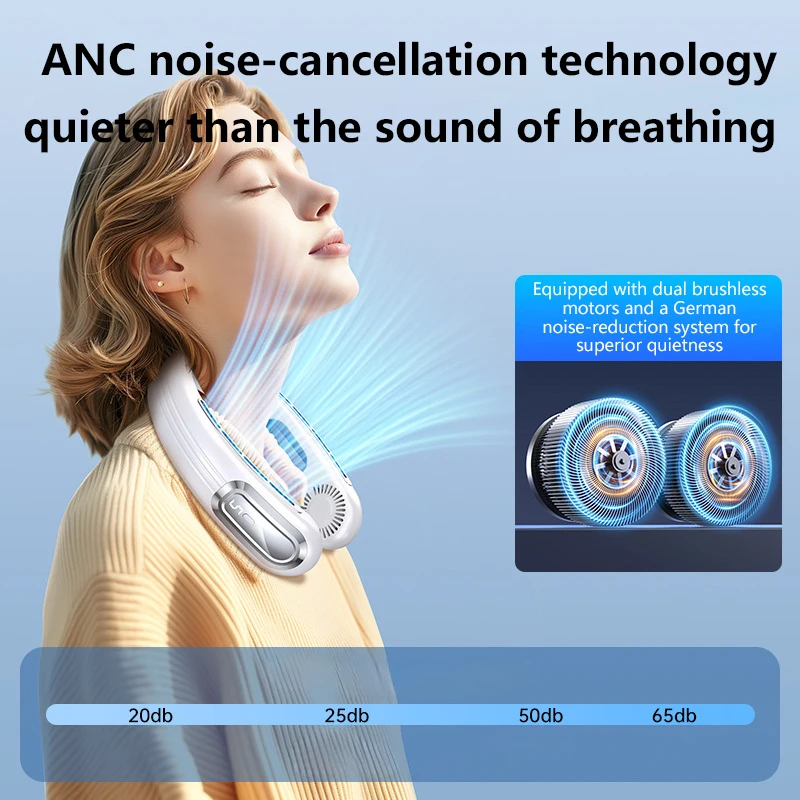 Lenovo Neck Hanging Fan Usb Charging Lazy Outdoor Portable Silent 5 Level Turbo Neck Bladeless Mini Fan Ultra Long Battery Life
