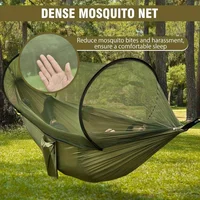 Hamaca para acampar 2 en 1 con mosquitera, cama colgante de nailon con paracaídas ultraligera de 1,6 libras para supervivencia al aire libre, viajes en el patio trasero