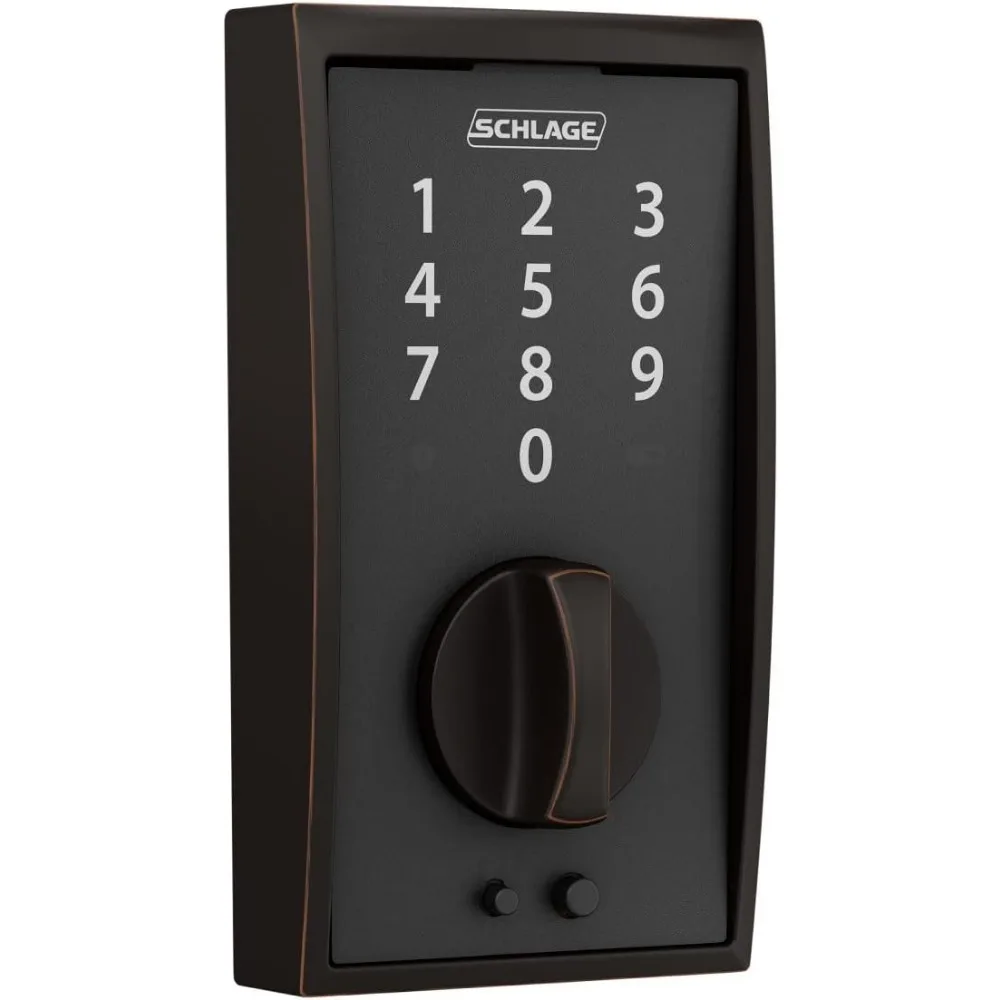 Schlage BE375 CEN 716 Touch Century Deadbolt, Electronic Keyless Entry Lock, Aged Bronze