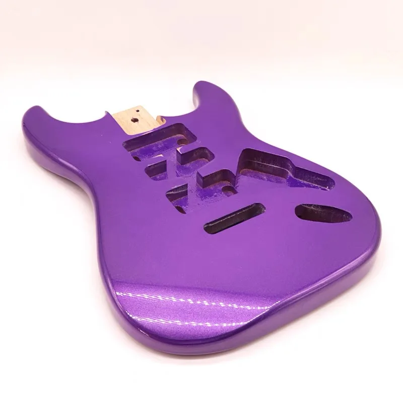Solid Wood Electric Guitar Body, Glossy Mental, Purple Color for HSH Pickup,DIY Custom S T, Guitar Barrel Replacement Part, 57mm