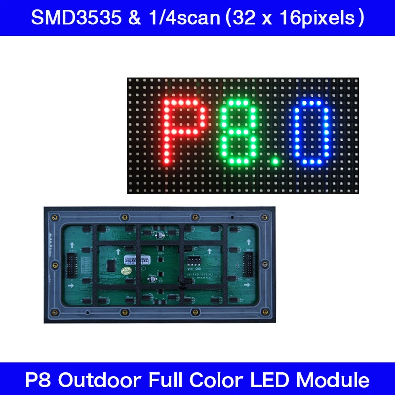 Full Color RGB LED Screen P8 Modules Outdoor Advertising Display Panel 256*128mm High Brightness IP65 Sign Board