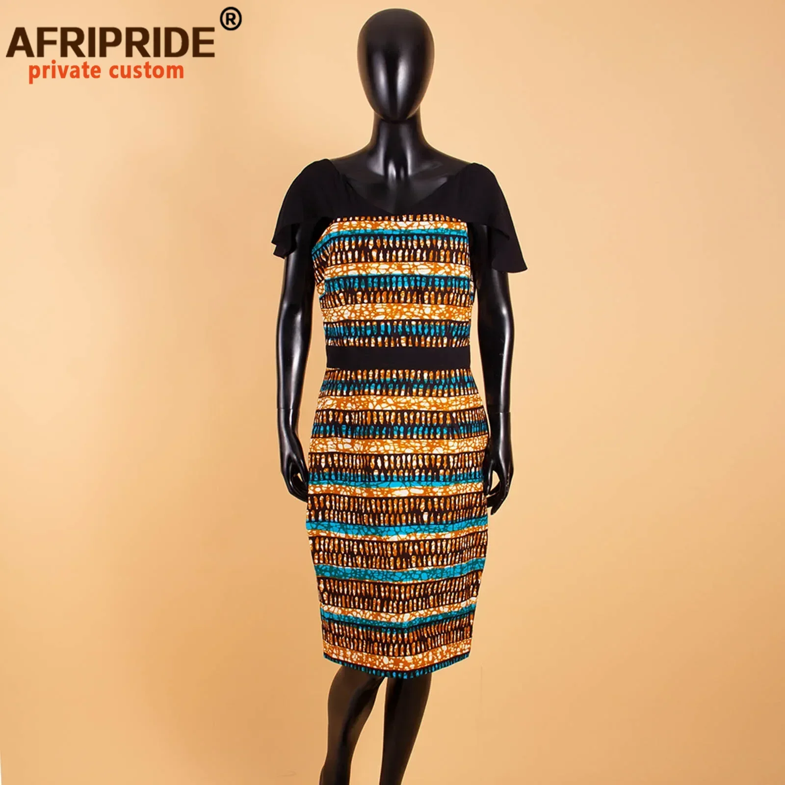 African Wax Summer Bodycon Dresses for Women AFRIPRIDE Tailor Made Adjustable Sleeves Knee Length Women Party Dress A1925006