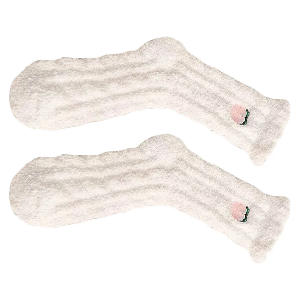 

Coral Fleece Socks Stockings Sleeping Sneaker Fuzzy Slippers Women Lemon Boots for Fruit House Woman Winter Fluffy Towel Yoga