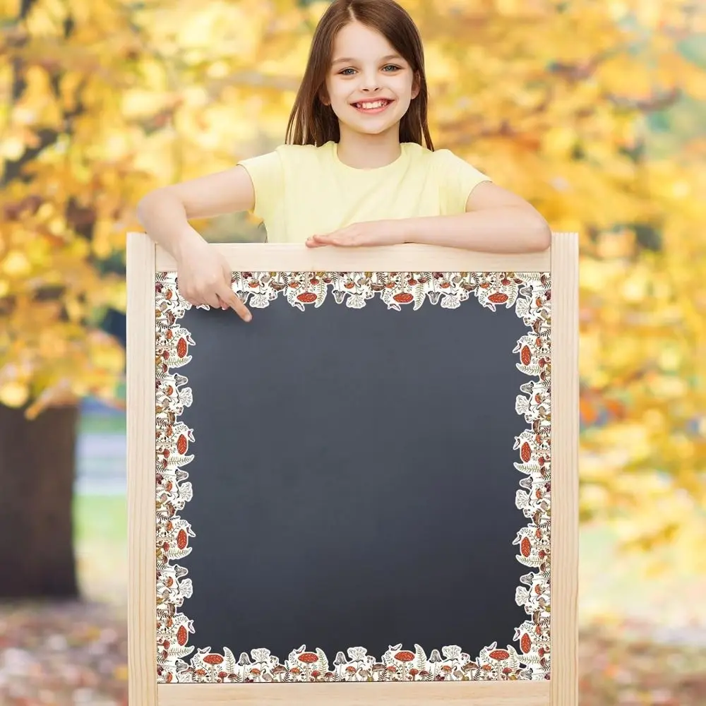 Self Adhesive Bulletin Board Border Woodland Theme Red Mushroom Pattern Border Sticker Roll 10m Continuous Roll