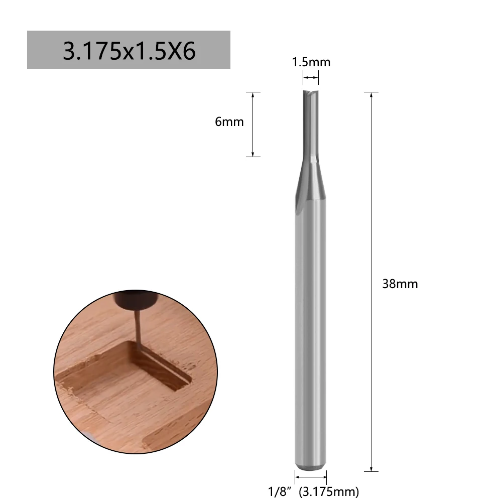 LAVIE 3.175mm Double-Edged Straight Groove Router Bit Set Alloy Non-Burr Cutting Tool End Mill Wood CNC Engraving Cutter-C Z03B0