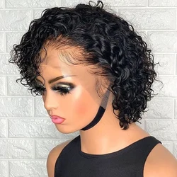 Short Pixie Cut Afro Kinky Curly Wigs Human Hair Brazilian Hair 13x4 Jerry Curly Short Bob Wig Swiss Lace Front Human Hair Wig