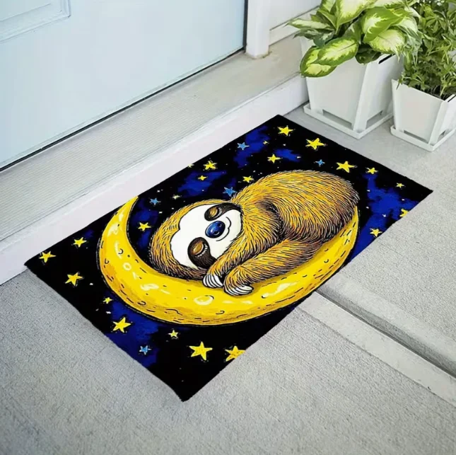2D Flat Lazy Bear Door Mat Anti Slip Bathroom Floor Mat Absorbing Carpet Bedroom Living Room Entrance Camping Picnic Carpets