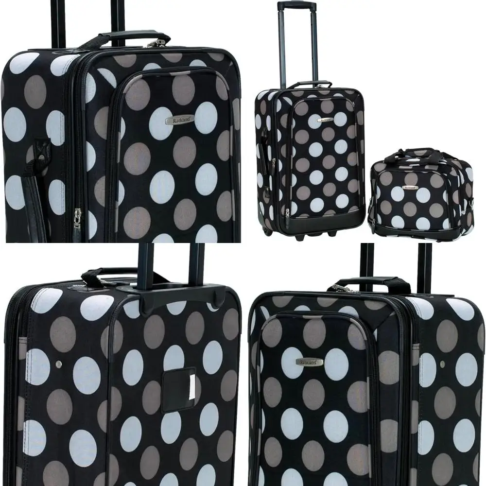 Rockland Juego de maletas blandas expandibles de 2 piezas, nuevos puntos negros, 14 y 19