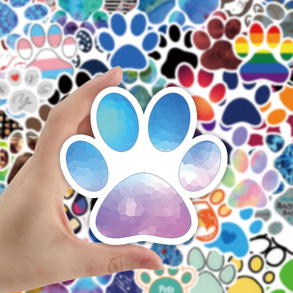 10/30/60pcs Cute Animal Pets Paw Stickers Aesthetic Waterproof Graffiti Water Bottle Skateboard Guitar Dog Cat Paw Decorations