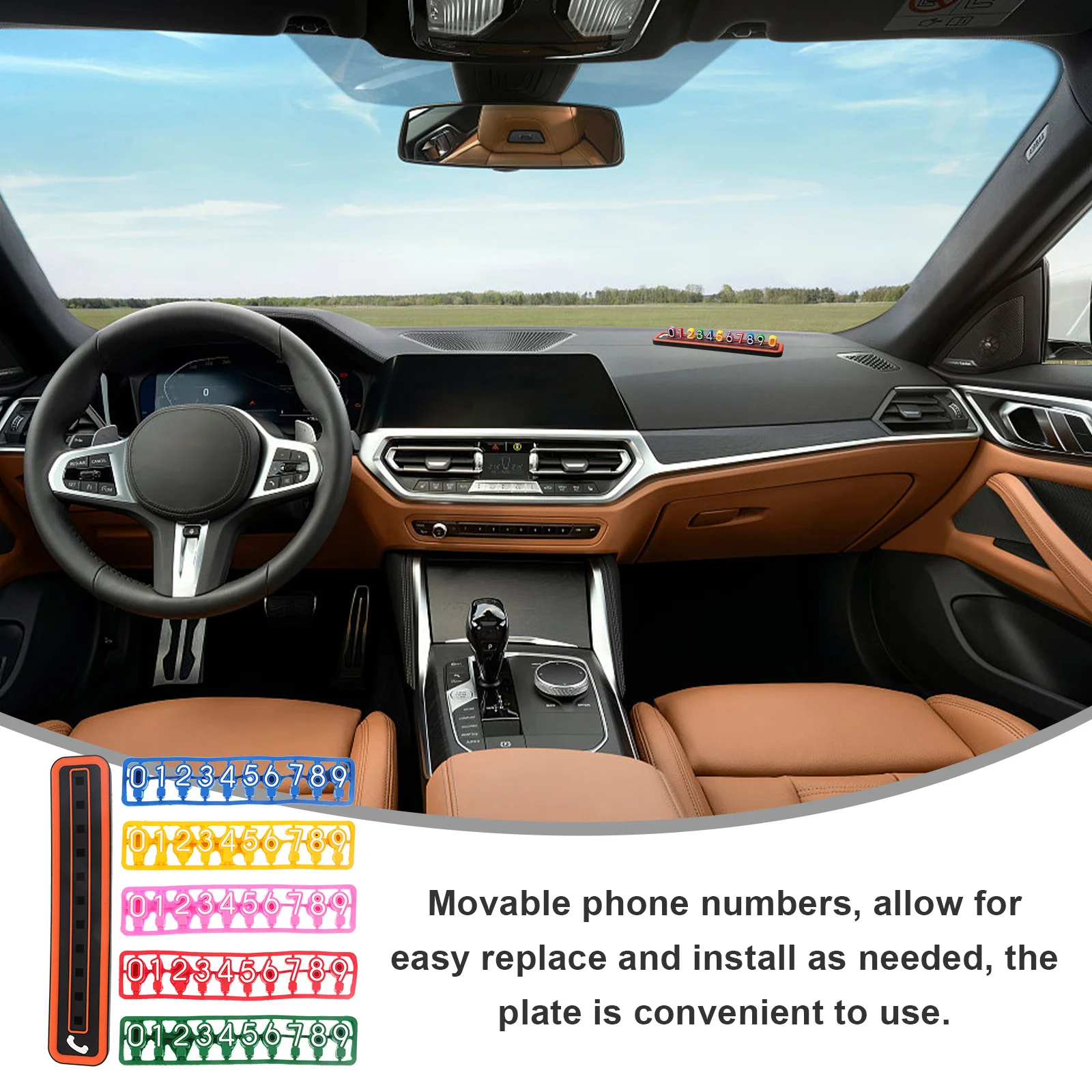 

1 Set Temporary Parking Plate Movable Phone Number Car Dashboard Decor Pvc Durable Car Interior Accessory For Easy Recognition