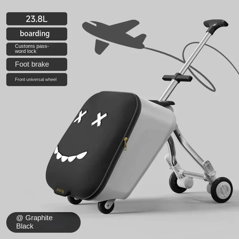 New Upgrade Boy and Girl Luggage Lazy Suitcase Can Sit Ride Brake Wheel Cabin Carry-on Trolley Case Foldable Suitcases