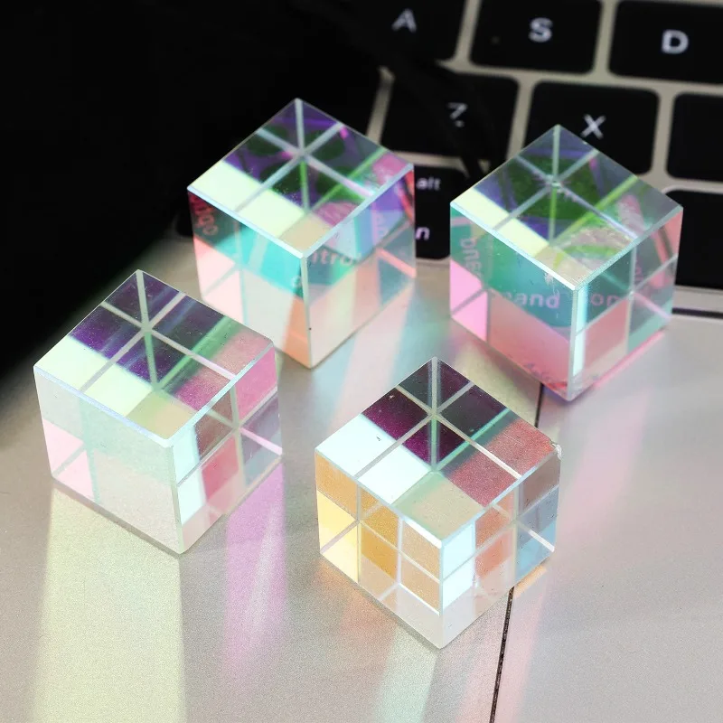 X-cube Dichroic Cube Glass Design Cube Prism Trichroic Combiner Splitter Educational Gift Class Physics Toy Spectrum Prisms