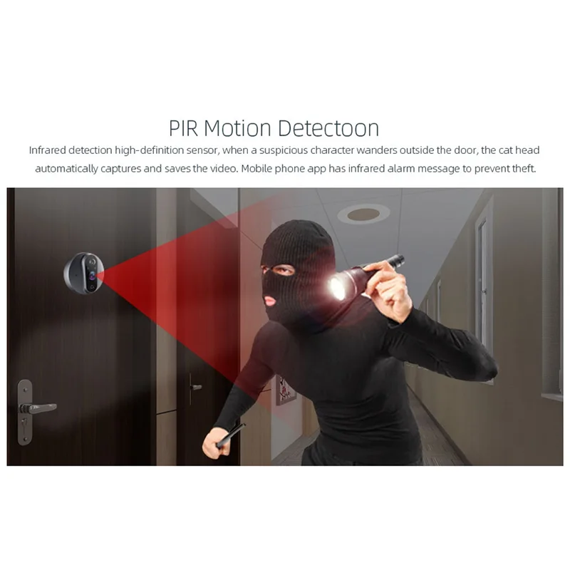 Smart-Smart Tuya 1080P Wifi Bel Pintu Kamera Lubang Intip Mata 4.3 Inci PIR FHD Bel Pintu Pintar Inframerah untuk Alexa Google