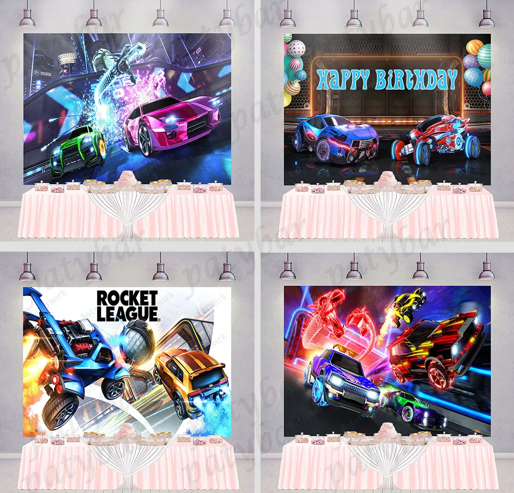 Fondo de Fotografía de Coches de Carreras de la Liga Rockets, Fondo de Vinilo para Fiestas de Cumpleaños Infantiles, Decoración con Pancarta