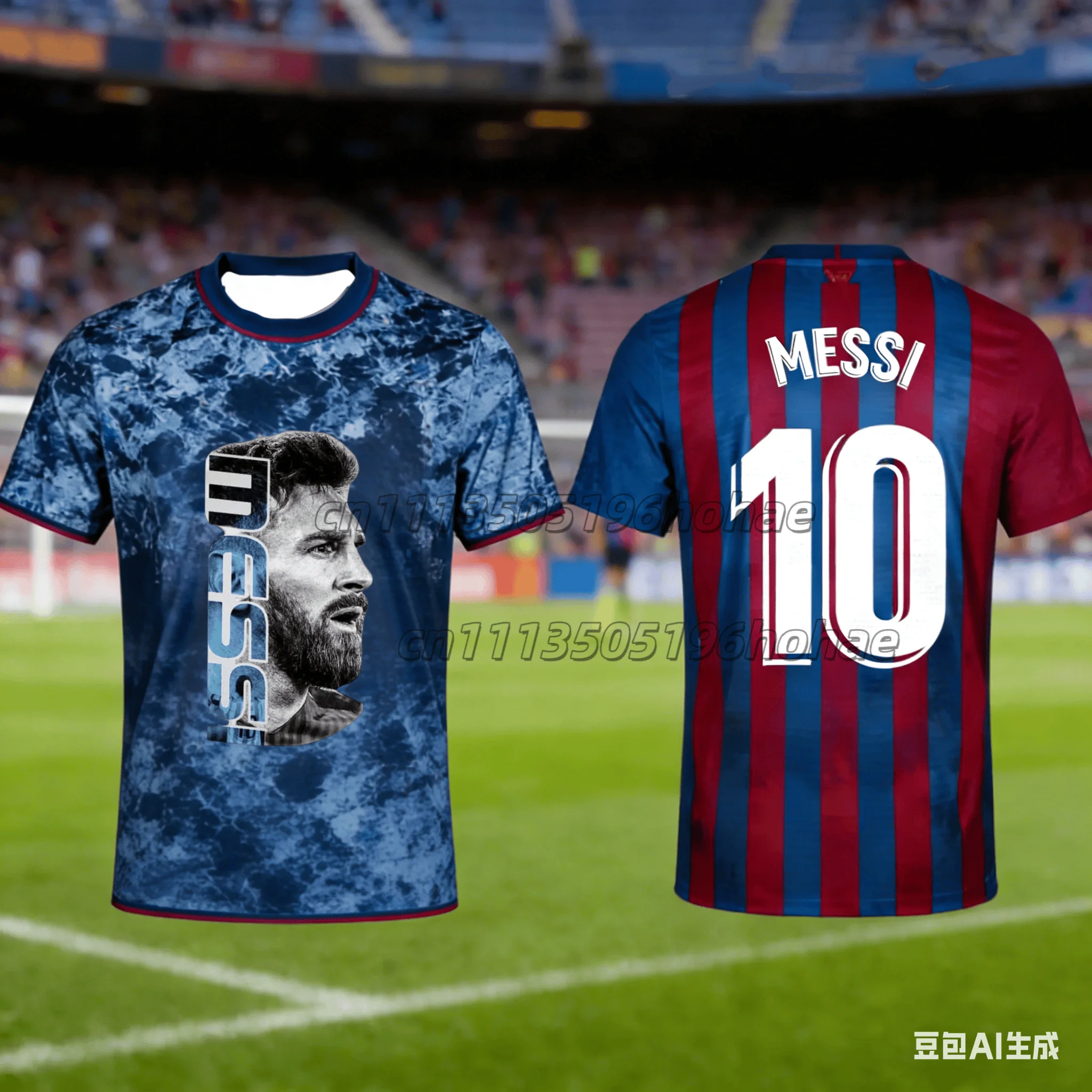 Neuer Sommer # Messi 10 #   Klassisches Gestreiftes Bedrucktes Fußball-Trainings-T-Shirt mit Lockerem Schnitt und Schnelltrocknender Funktion für Herren, Damen und Kinder