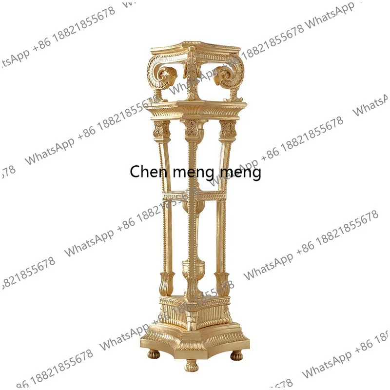 Solid wood flower stand, luxury carved rack floor-to-ceiling neoclassical flower pot stand furniture