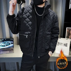 Parka acolchada de moda coreana para hombre, chaquetas informales gruesas y cálidas, abrigo holgado de hip hop con cuello levantado, ropa de invierno, 2023