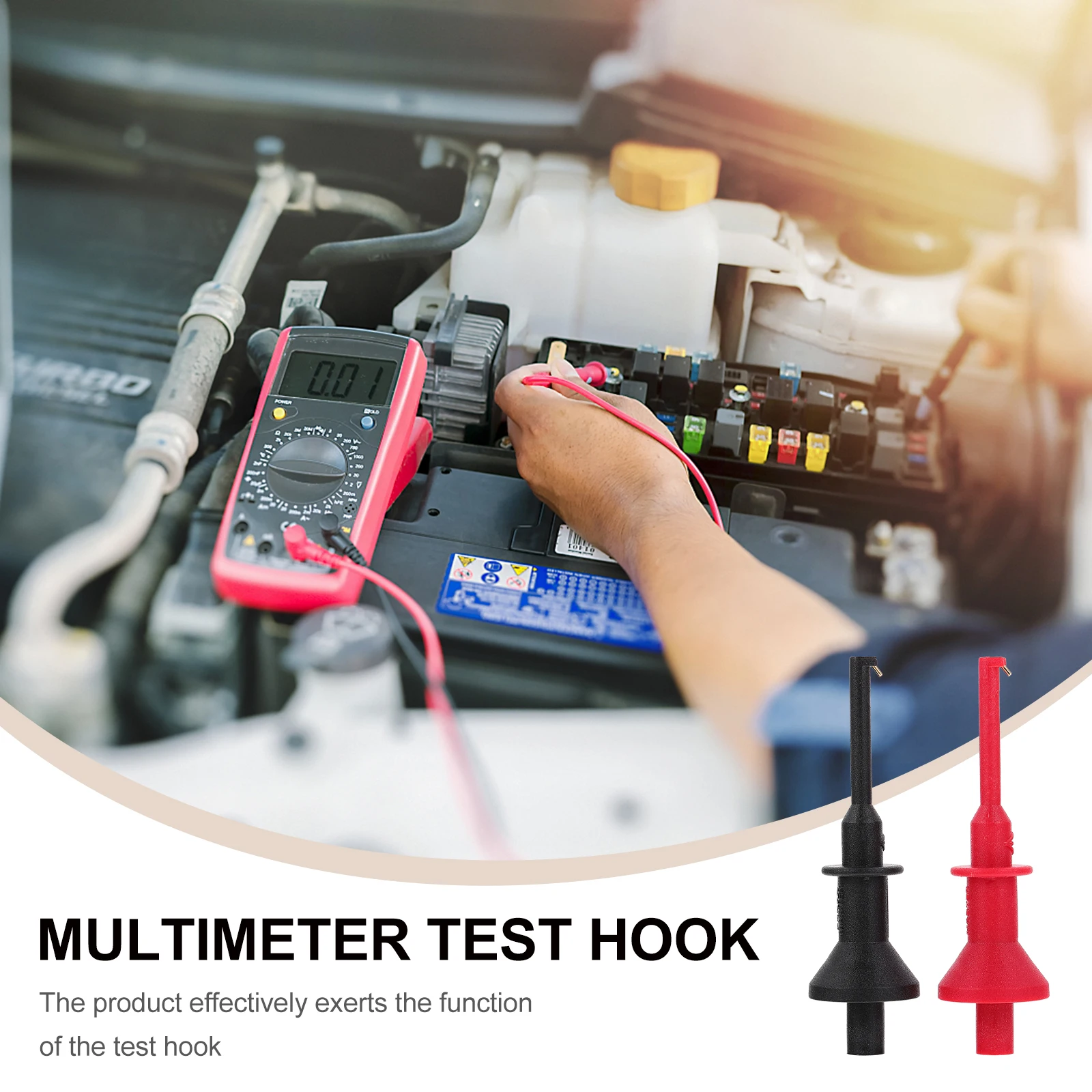 

2Pcs Testing Hook Probe Needle Premium Multimeter Test Clips Lightweight High Performance Spring Pull Min Hooks for Ic Cell