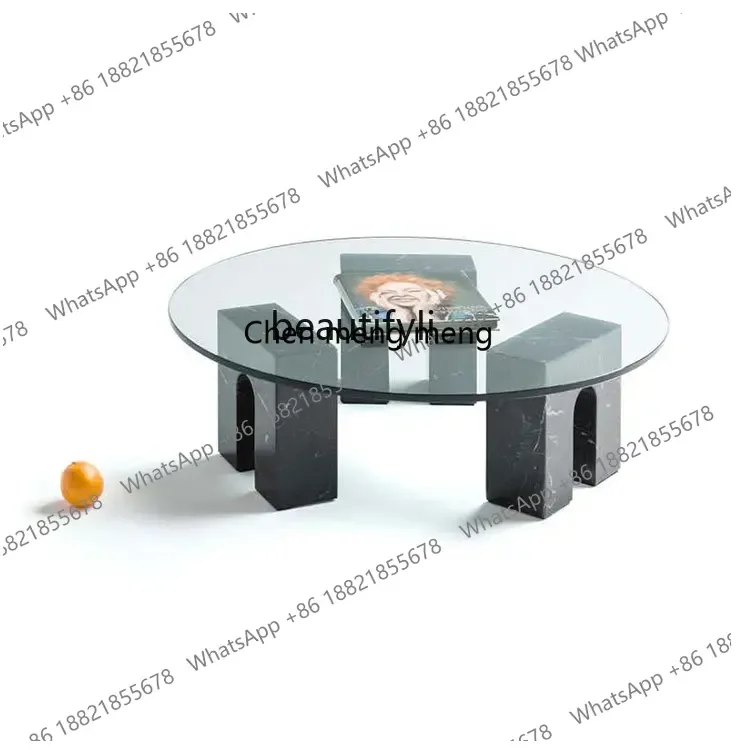Nordic Marble Coffee Table Simple Modern Glass round Table Small Apartment Designer Shaped Short Tea Table