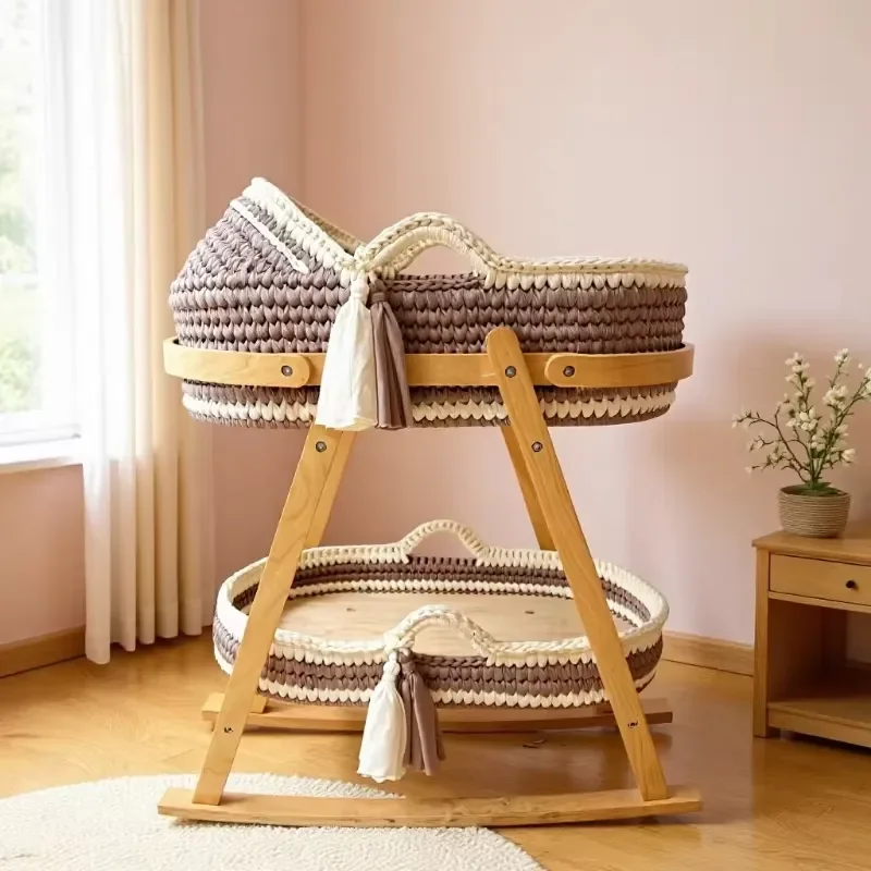 for Oval cotton Moses basket platform (single layer), woven for newborns, portable, customizable, handmade