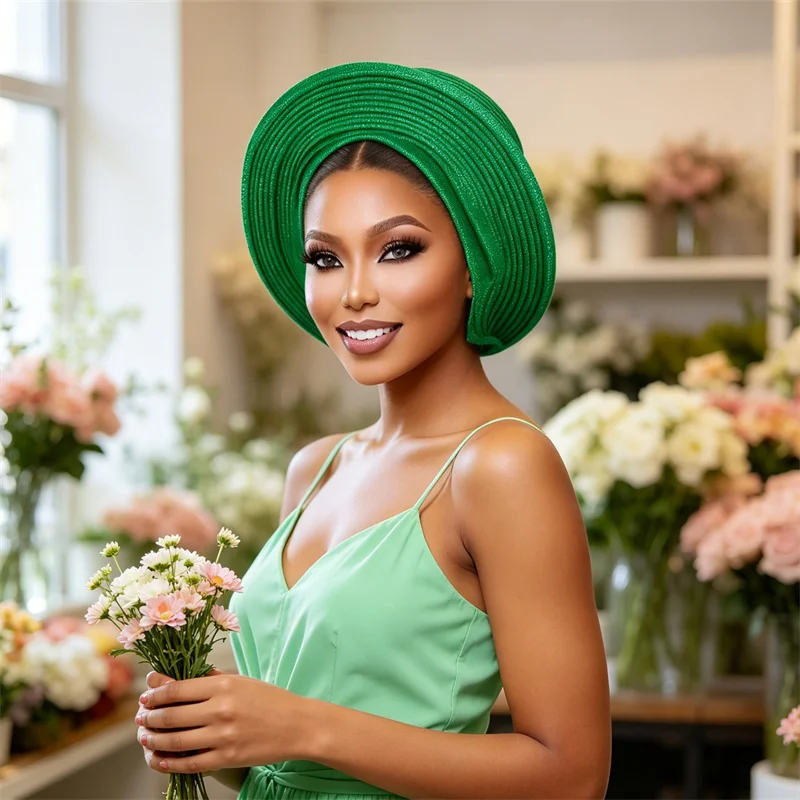 High Quality African Headtie Turban Cap for Women Nigerian Aready Made Auto Gele Headwrap Muslim Hijab Wedding Party Headwear