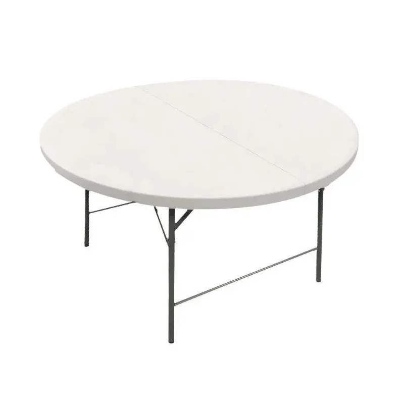 

4-Foot inexpensive outdoor picnic folding table with metal folding legs, portable plastic round folding table and activity chair