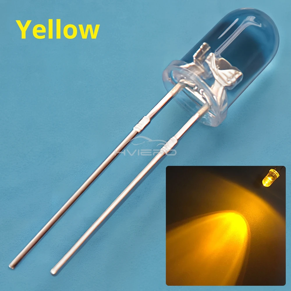 100Pcs F5 5mm Round White Red Blue Warm Pink UV Water Clear Led Super Bright Ligte Emitting Diodes 6000-6500k Lamp Beads Bulb