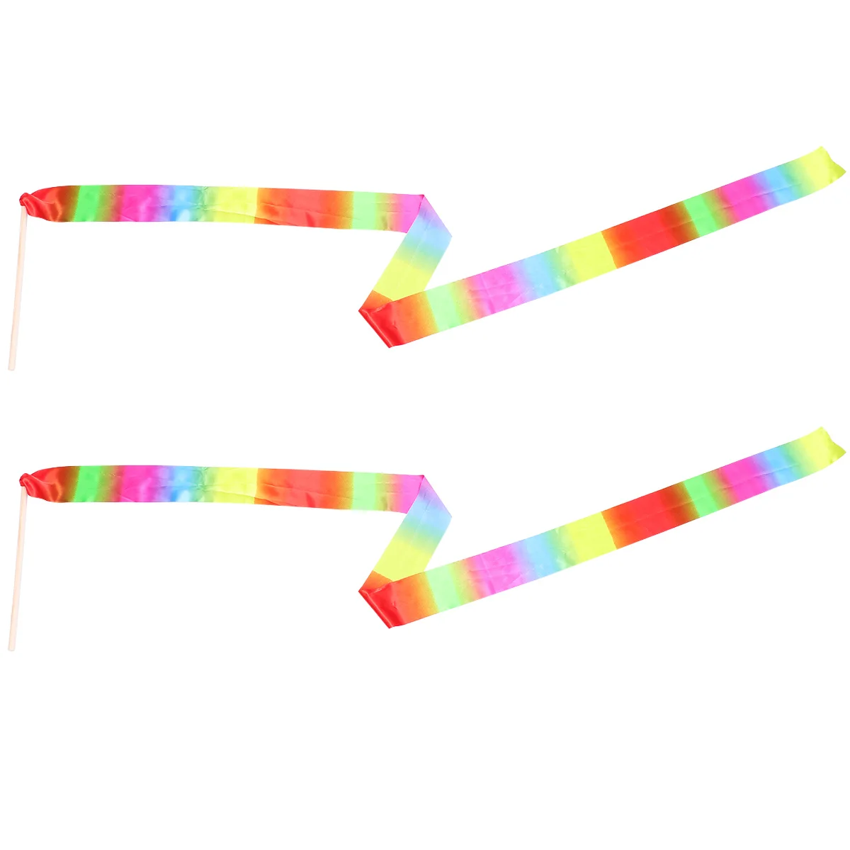 

2PCS Gymnastics Ribbons Satin Streamers Artistic Twirling Rod NonSlip BrightRainbow Colors Popular