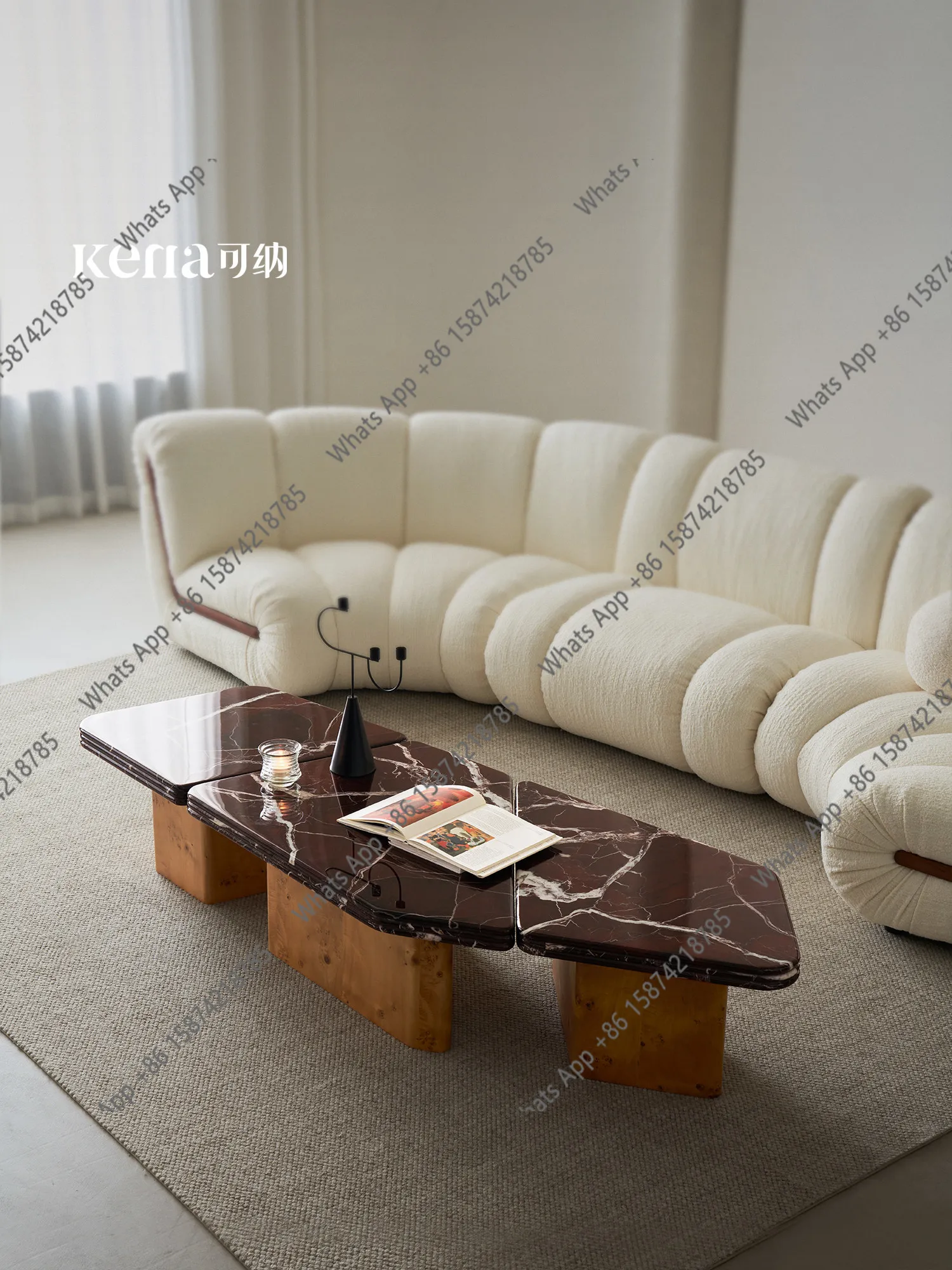 Marble coffee table light luxury geometric design home combination retro simple sofa side table