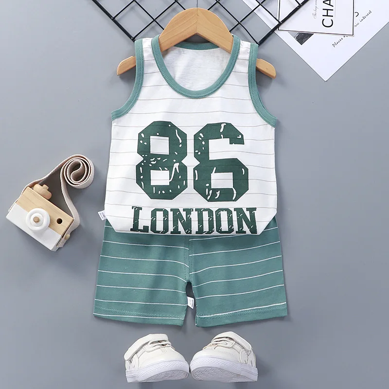 Sommer-Babykleidungsset, lässiges Baby-Jungen-Kleidungsset, Kinder-Kurzarm-Sportset, T-Shirt, Shorts, Babykleidung, Baumwollanzüge, 2-teilig