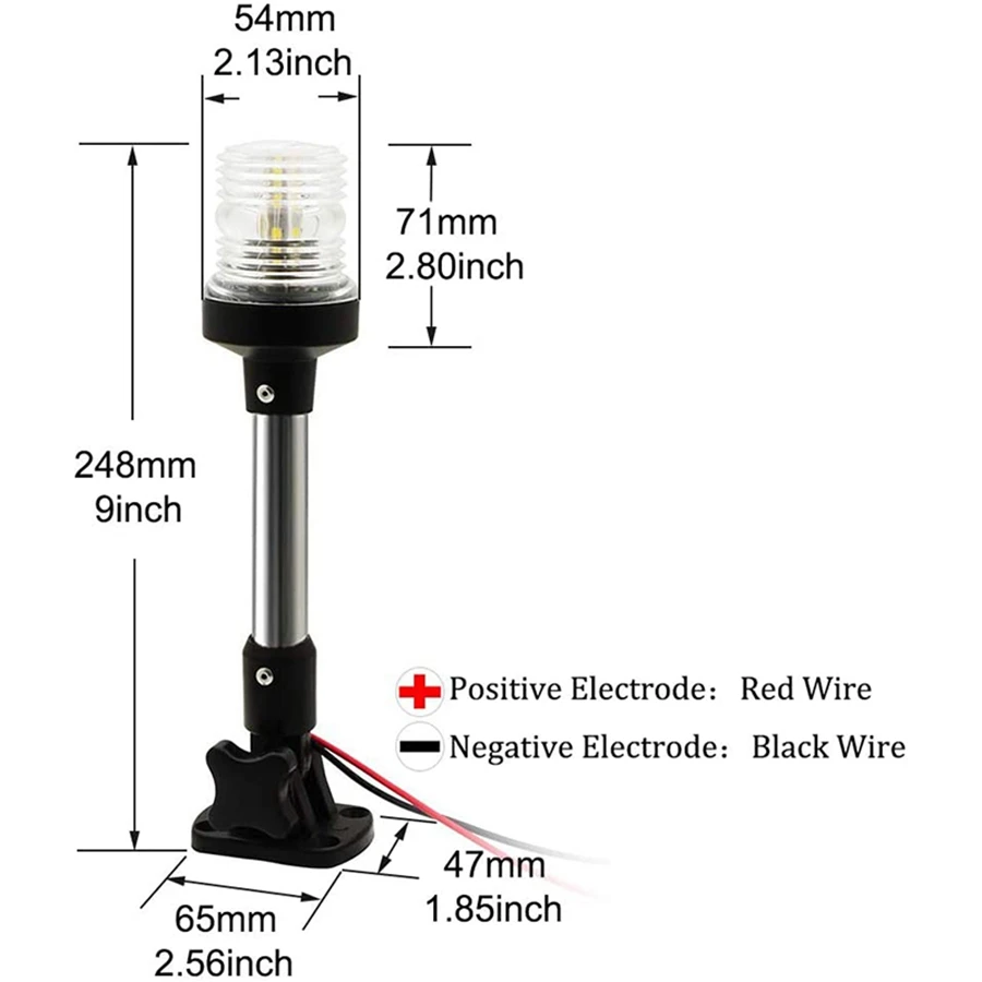 Boat Navigation Anchor Lights All Round 360 degree White Fold Down LED Navigation Light for Stern Anchor Light 12V 10W