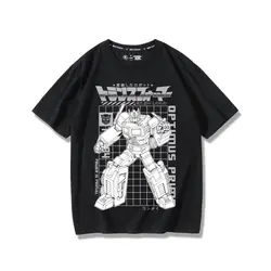 Transformers 7 Movie Peripheral Short Sleeve T-Shirt Men's and Women's Summer New G1 Optimus Prime Cotton Half Sleeve Loose Top