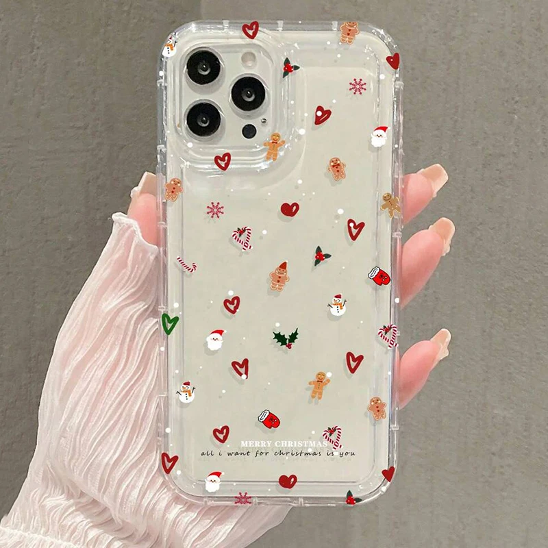 ندفة الثلج شجرة عيد الميلاد قضية الهاتف آيفون 17 16 برو ماكس الهواء 15 14 زائد 13 12 11 برو 7 8 XR X XS SE2 غطاء شفاف مقاوم للصدمات #2